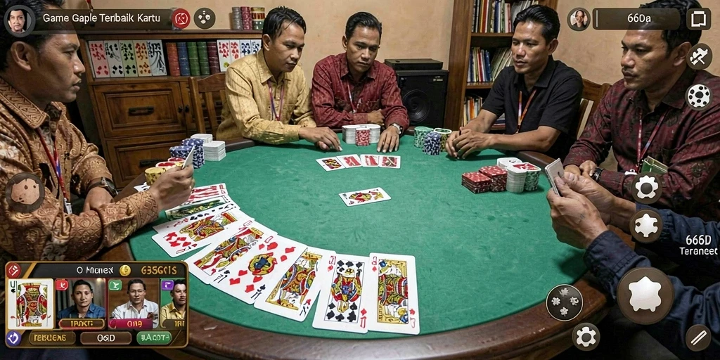 Tampilan gameplay seru dan menarik dari game Gaple 66D.