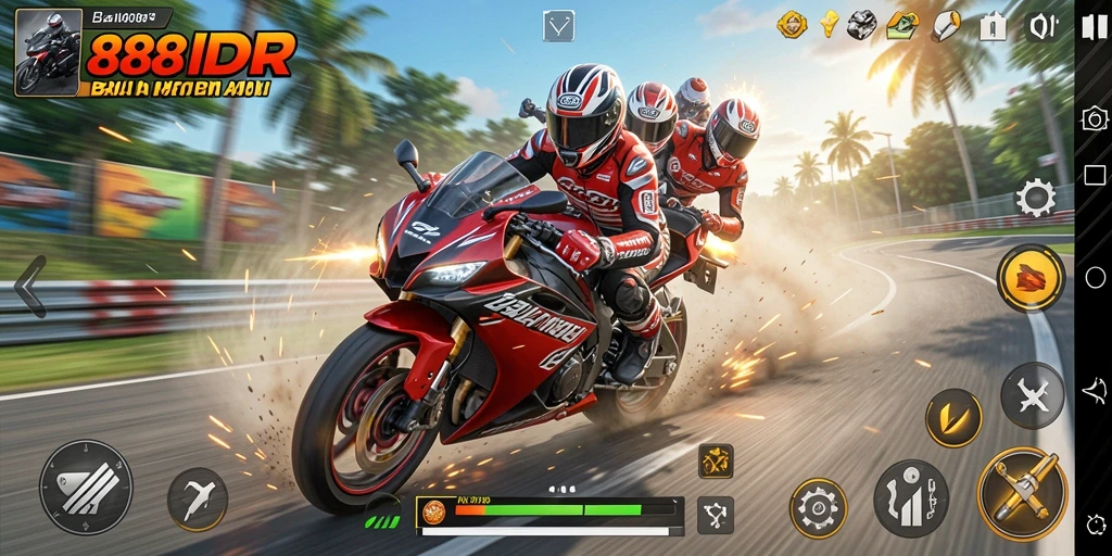 Gameplay seru dalam balapan motor yang cepat dan mendebarkan.