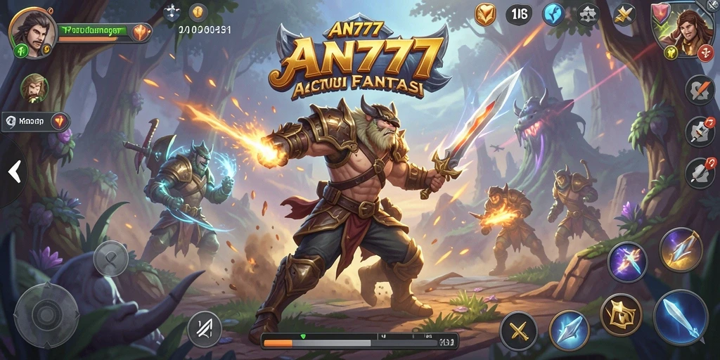 Tangkapan layar utama AN777 menampilkan pertarungan epik dengan grafik menakjubkan.