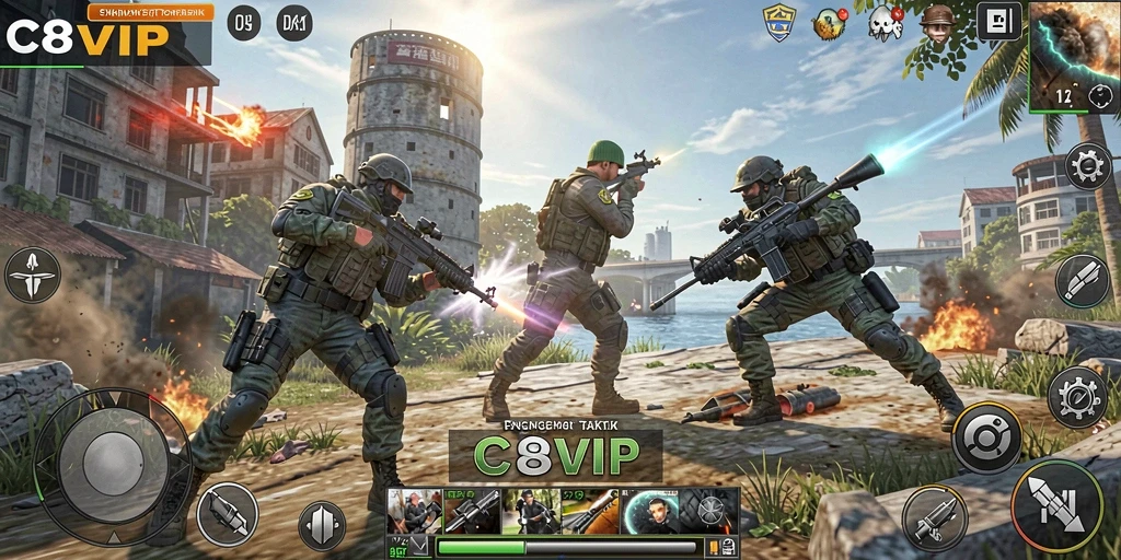 Tampilan gameplay strategis C8VIP yang seru dan mendalam.