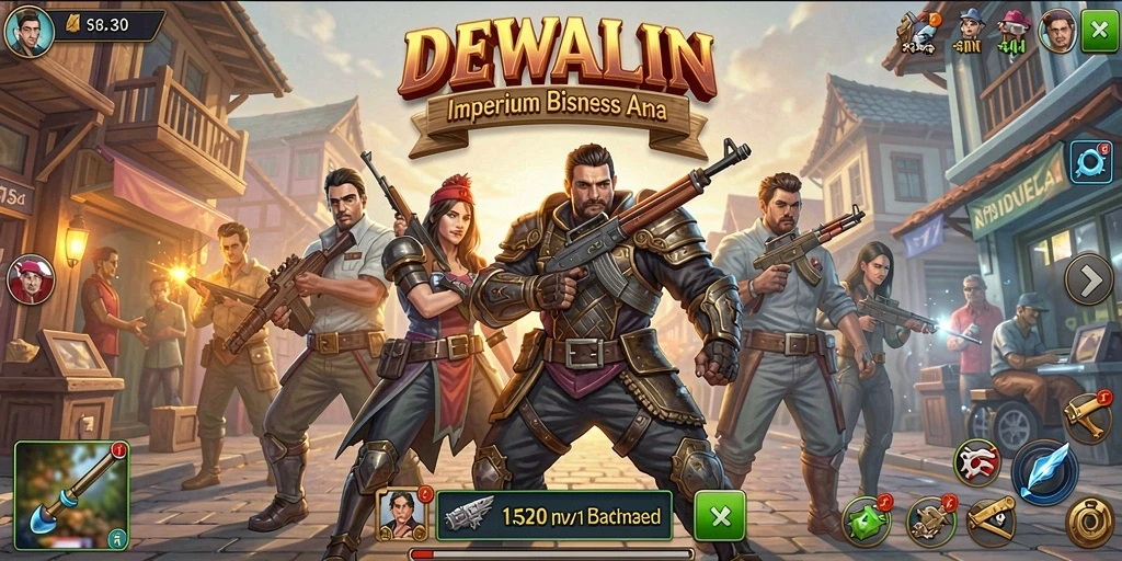 Tampilan gameplay DEWALIN yang menampilkan strategi bisnis menyenangkan.