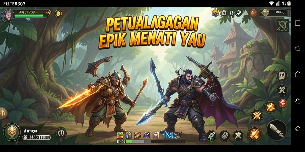 Screenshot gameplay FILTER303 menunjukkan aksi petualangan yang mendebarkan.
