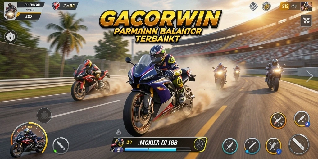Screenshot menampilkan aksi balapan motor yang mendebarkan di GACORWIN.