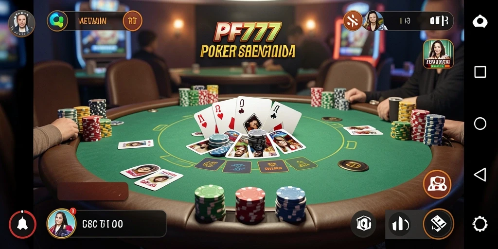 Screenshot gameplay yang menunjukkan keseruan permainan Poker di PF777.