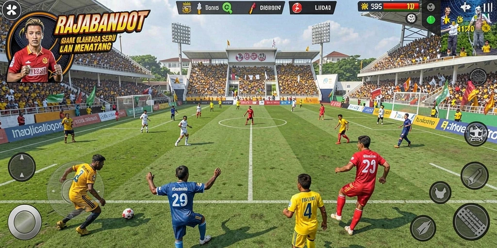 Screenshot gameplay RAJABANDOT menampilkan aksi olahraga yang seru.