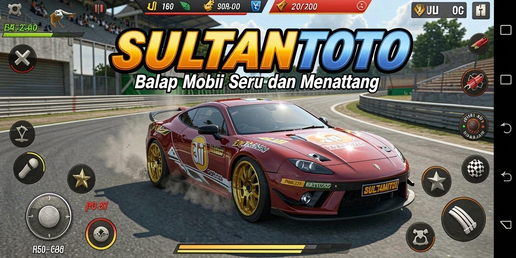 Tampilan menarik dari gameplay SULTANTOTO dengan mobil balap yang cepat.