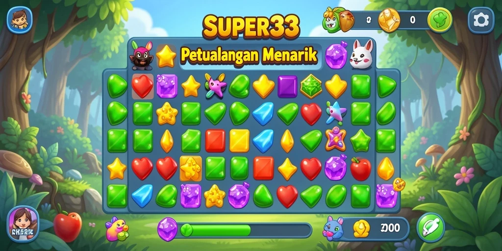 Tampilan menarik dari permainan Match-3 SUPER33 di layar.